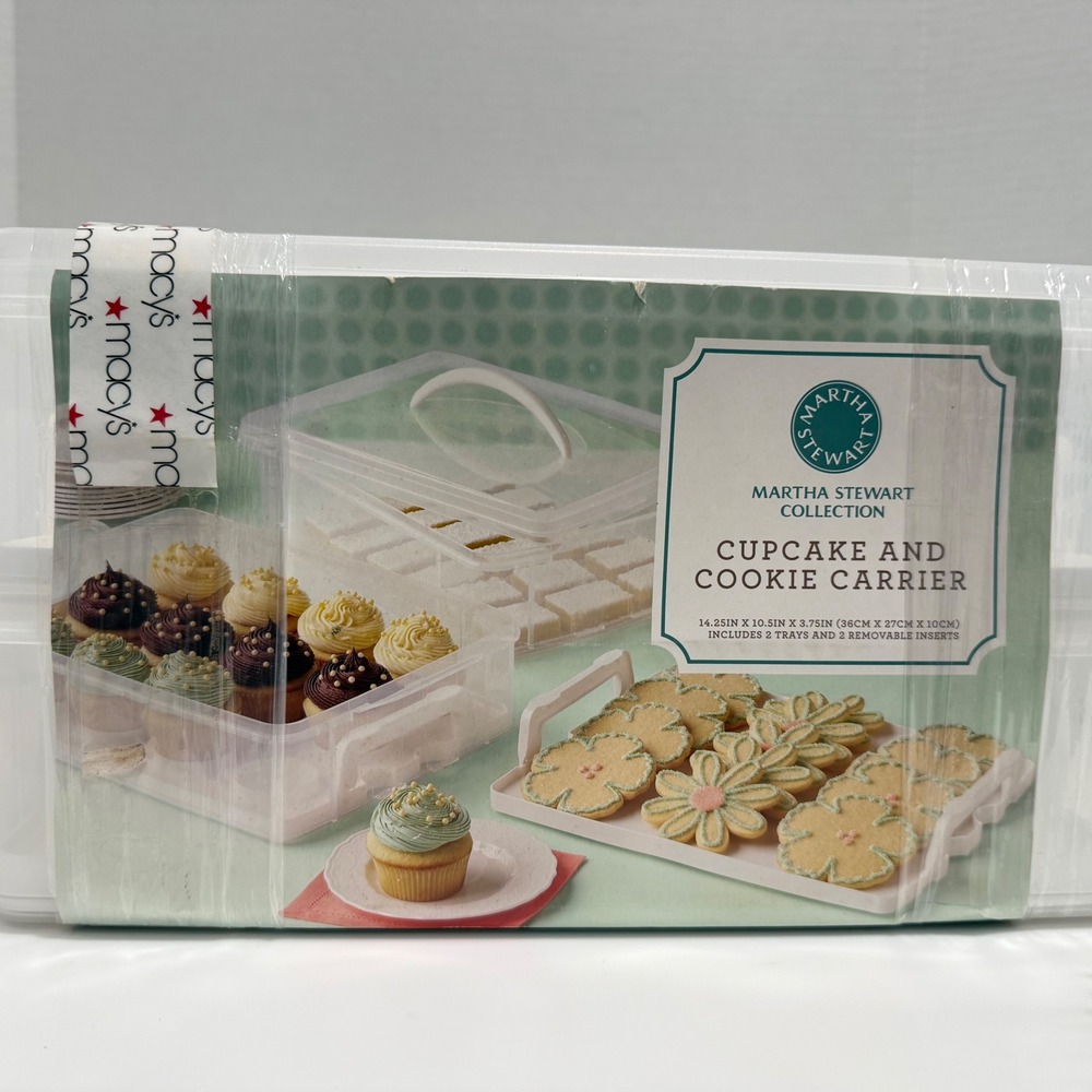 NEW* Martha Stewart Cupcake + Cookie Carrier Dessert Carrier Holiday Baking
